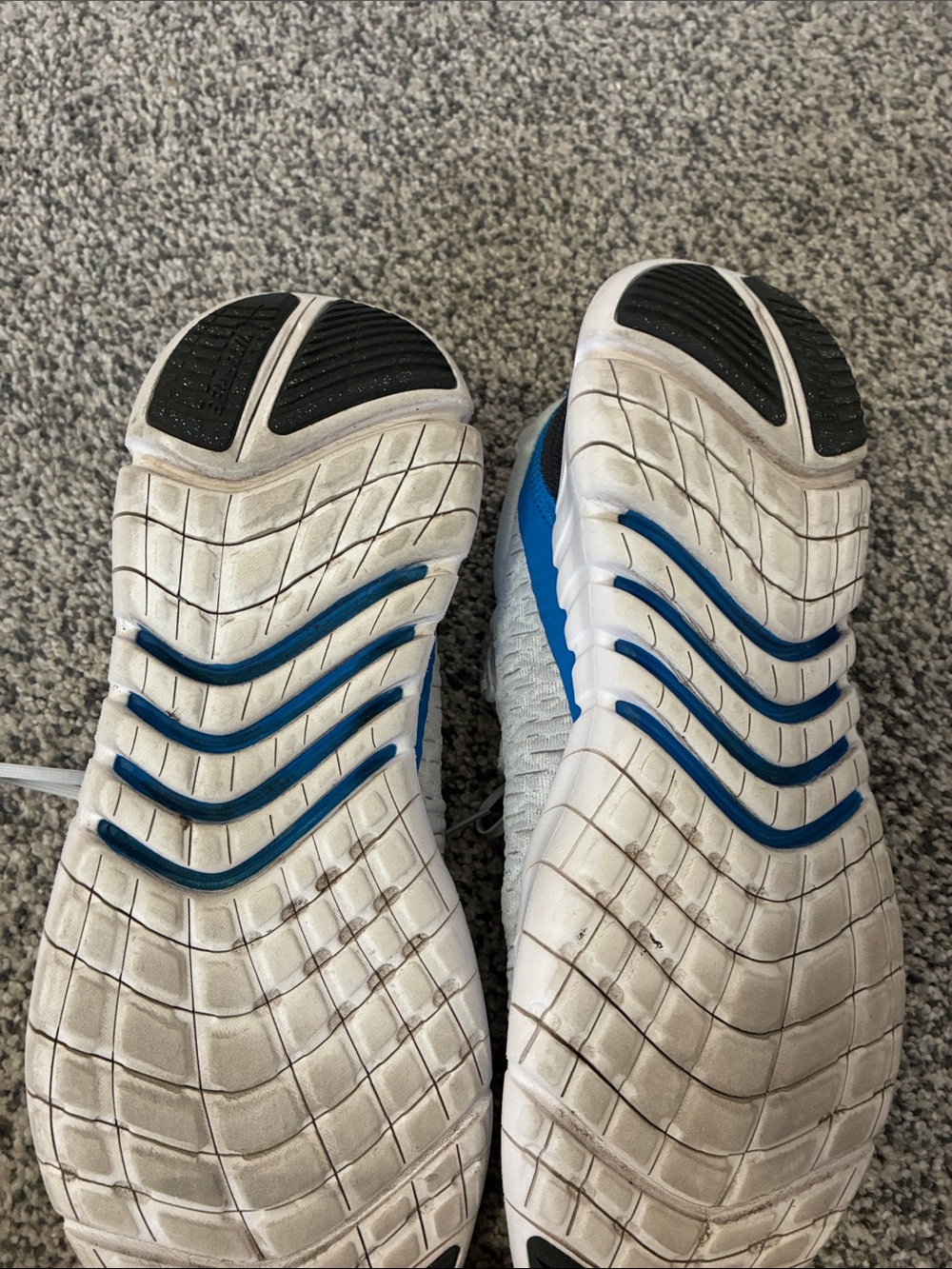 Nike Gray Free Runs with Blue and Black Accents. Size 12. - Picture 4 of 5
